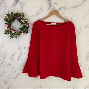 Calvin Klein Piped Bell Sleeve Textured Top